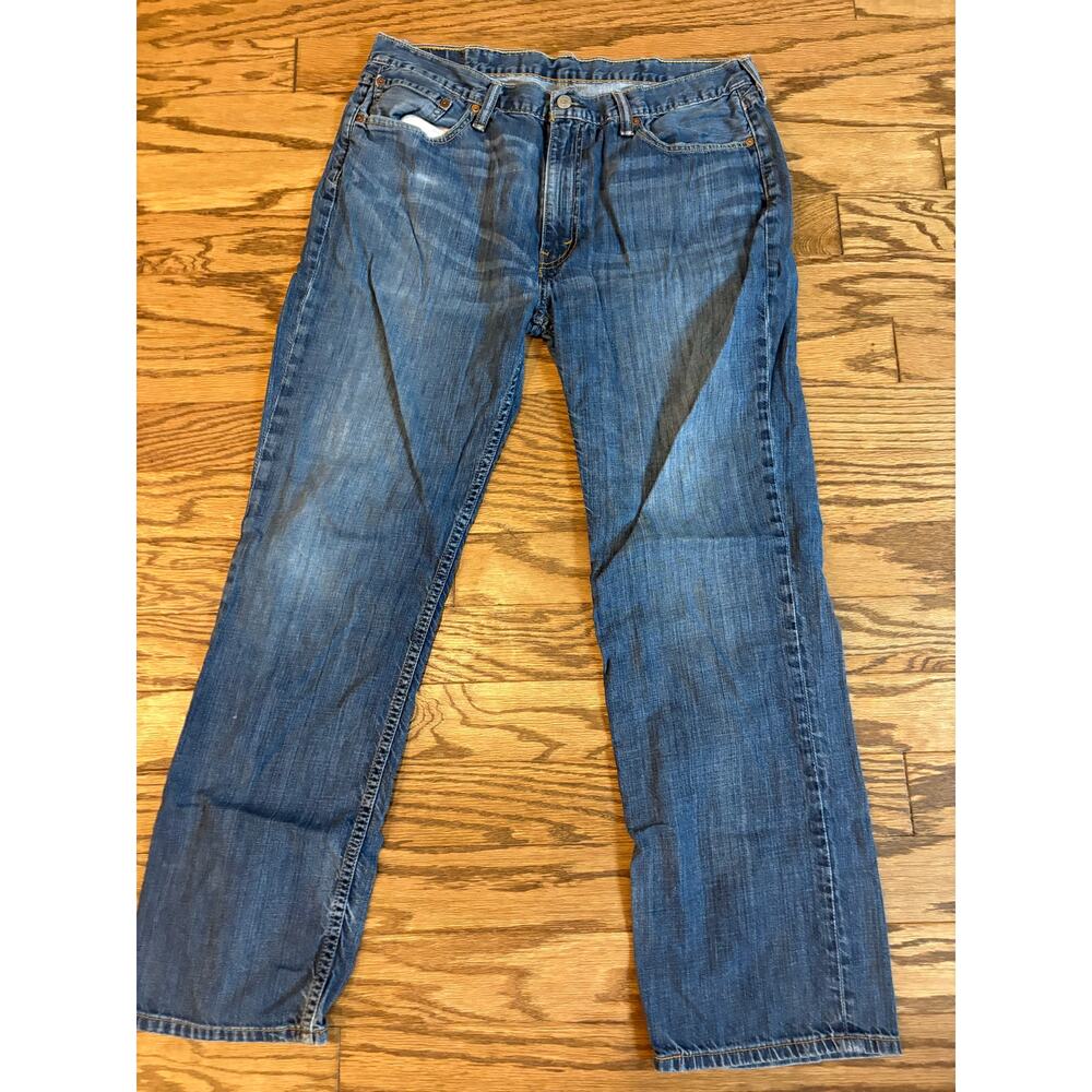 Levis 514 Jeans Men 38x32 Blue Slim Straight Mid Rise Medium Wash Denim EUC
